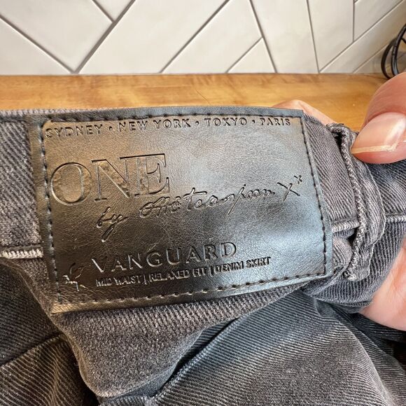 One x One Teaspoon Vanguard Raw Hem Distressed Denim Skirt In Raven Women's 30 - Picture 6 of 11